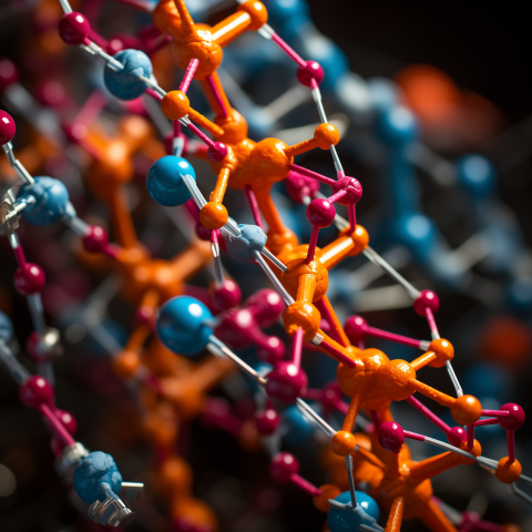 Colorful Molecular Model Close-Up