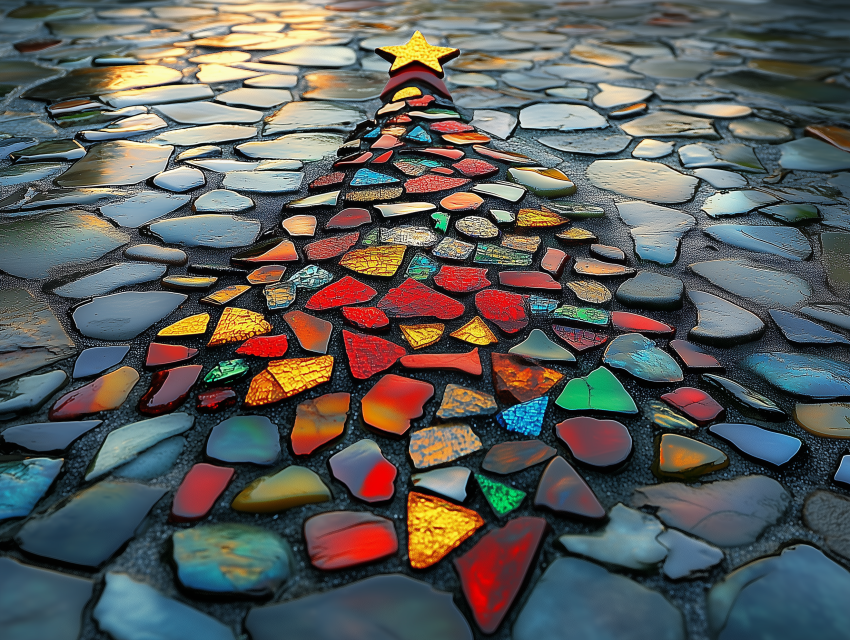 Colorful Mosaic Christmas Tree Design