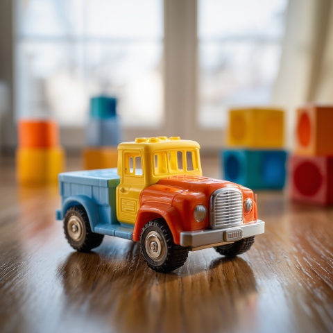 Colorful Plastic Toy Truck Indoors