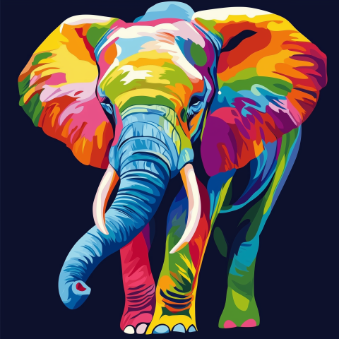 Colorful Pop Art Illustration of an Elephant