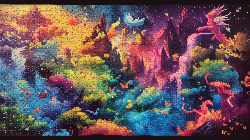 Colorful Puzzle of a Fantasy Landscape