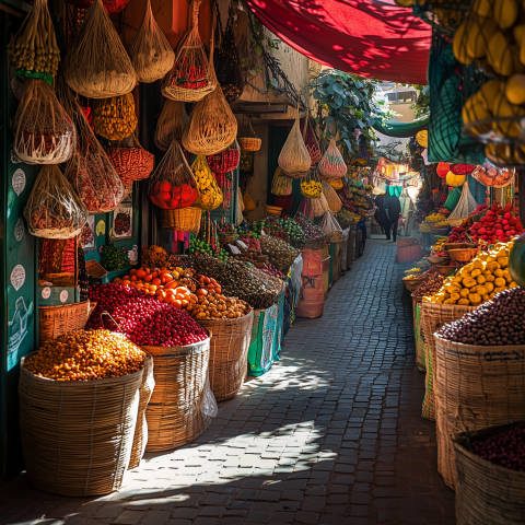 Colorful Spice and Fruit Market Alley