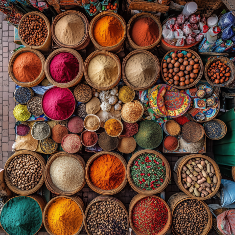Colorful Spices at Market Stall