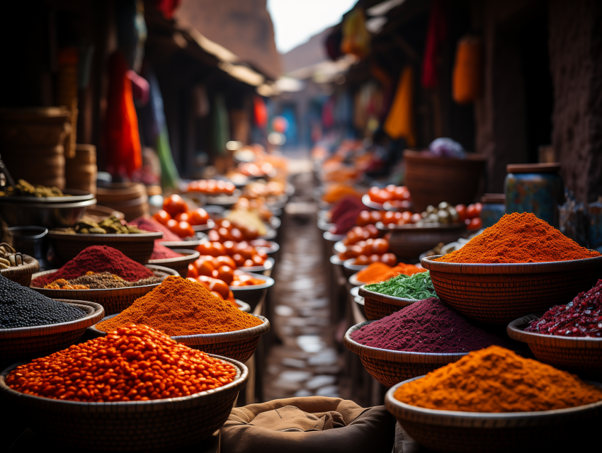 Colorful Spices at Outdoor Market