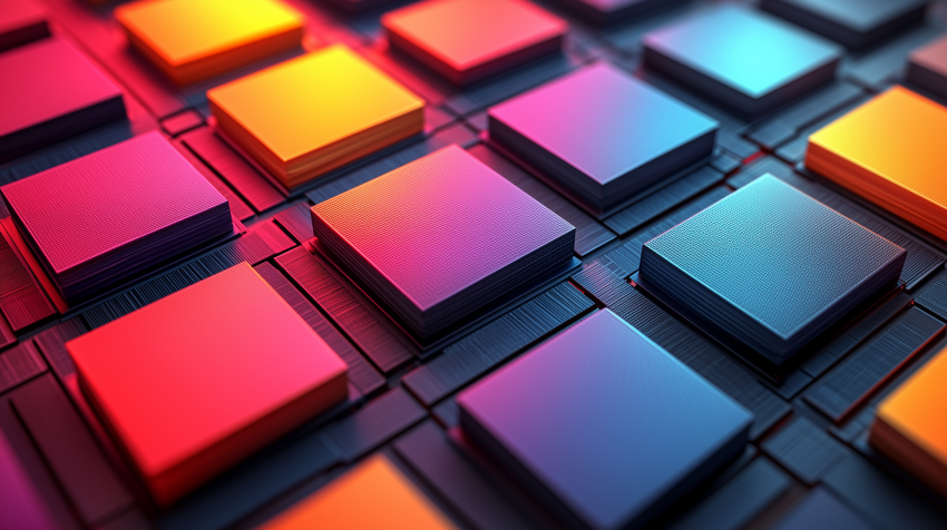 Colorful Stacked Squares in Geometric Pattern
