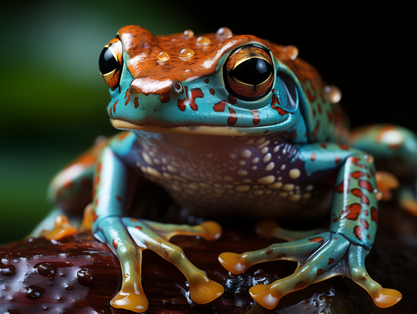 Colorful Tree Frog on Wet Log