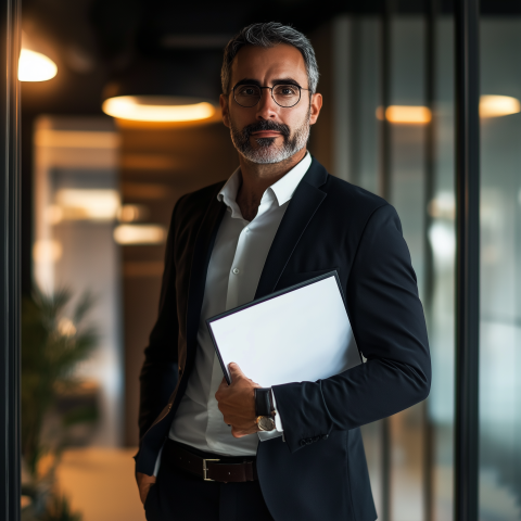 Confident Businessman Holding a Portfolio