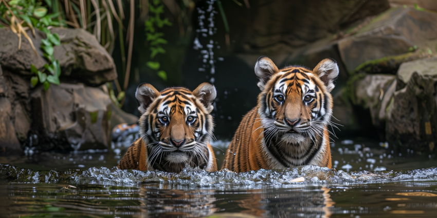 Tigers at a zoo