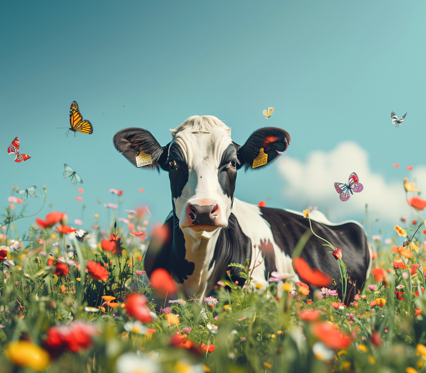 Contented Cow in a Flower Meadow
