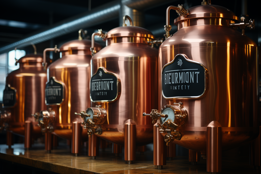 Copper Brewing Tanks in a Brewery