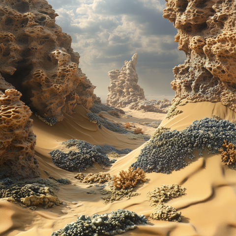Coral Formations Rise in Sandy Desert