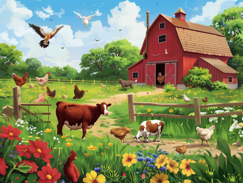 Country Farmyard Scene