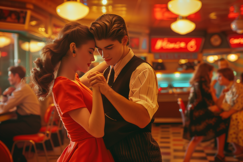 Couple Dancing in Retro Diner