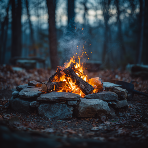 Cozy Campfire in Forest Dusk