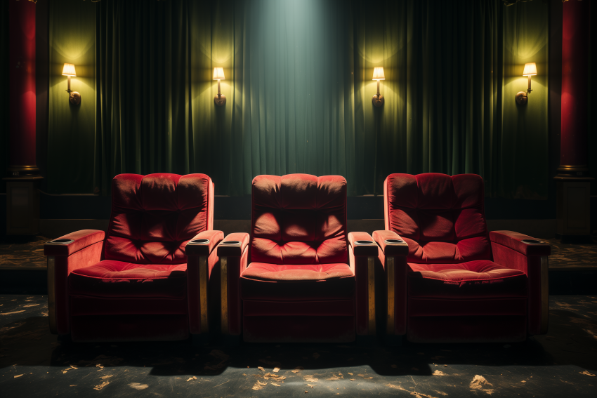 Cozy Red Seats in Empty Theater