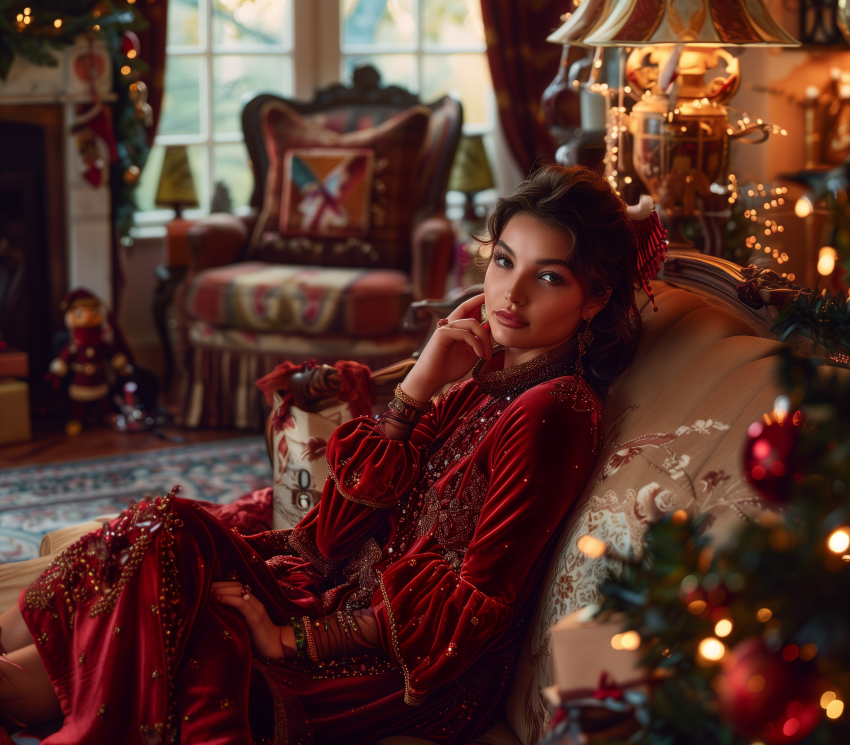 Cozy red velvet dress