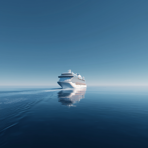 Cruise Ship Sailing on Open Sea