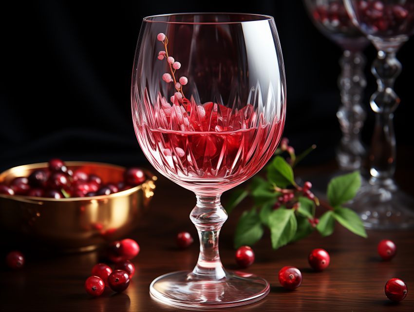 Red Wine and Berries in Crystal Glass