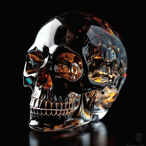 3D Crystal Skull with Gem Details