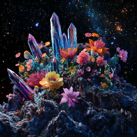 Crystals and Flowers Blooming in Space