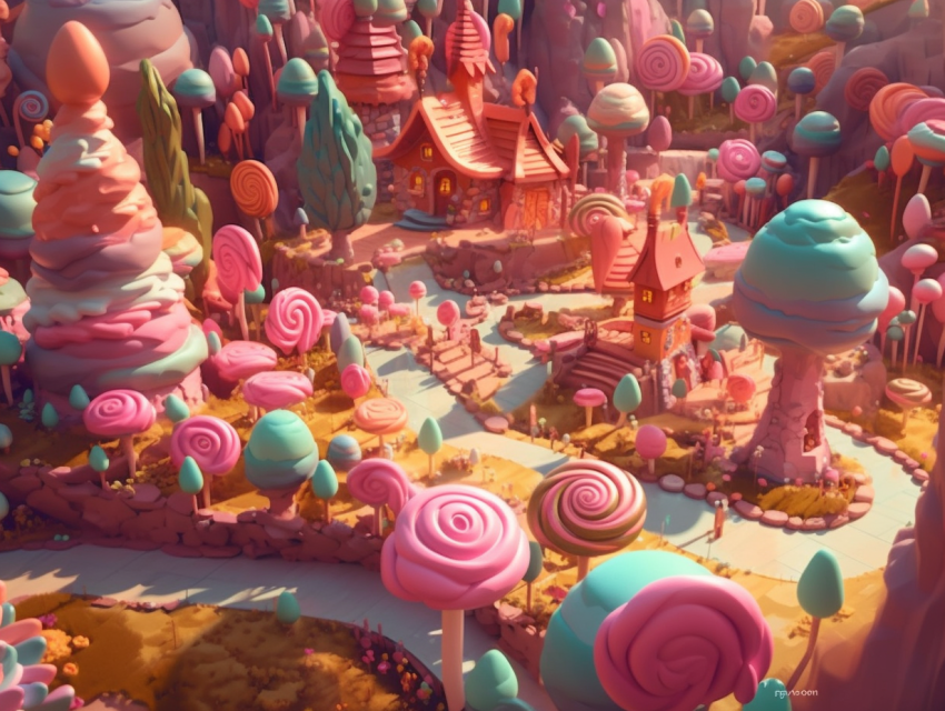Whimsical Candy Land with Lollipops