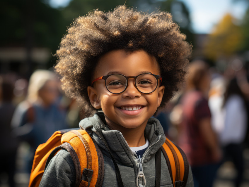 Cute African American boy elementary student