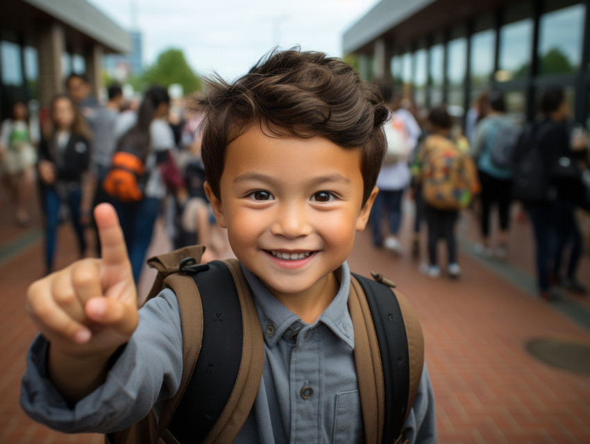 Cute Asian boy elementary student