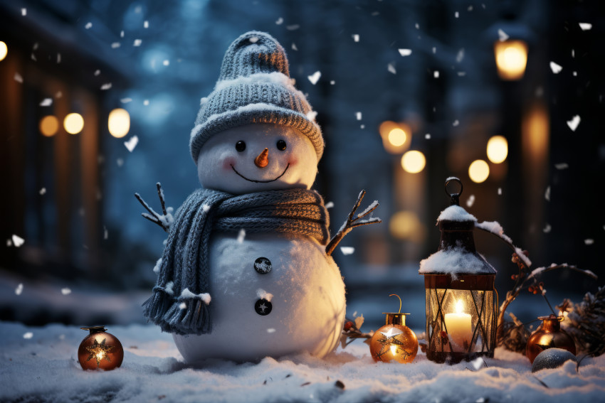 Cute Christmas Snowman Scene
