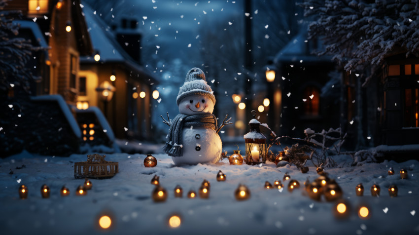 Cute Christmas Snowman Scene