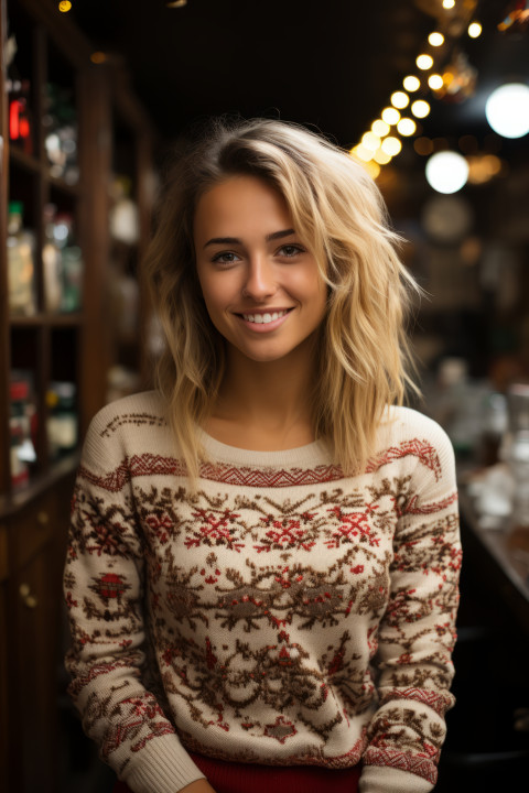 Cute girl wearing a Christmas sweater
