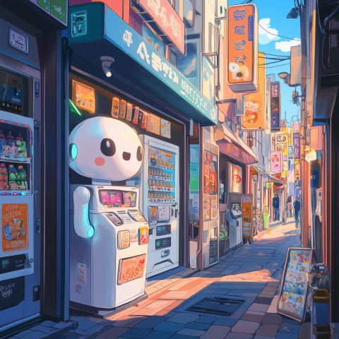 Cute Robot Vending Machine on Anime Street