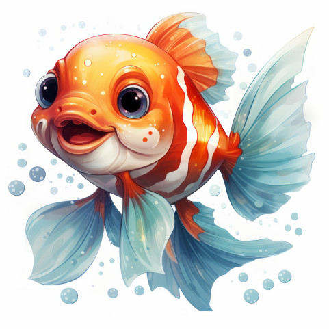 Cute watercolor koi fish