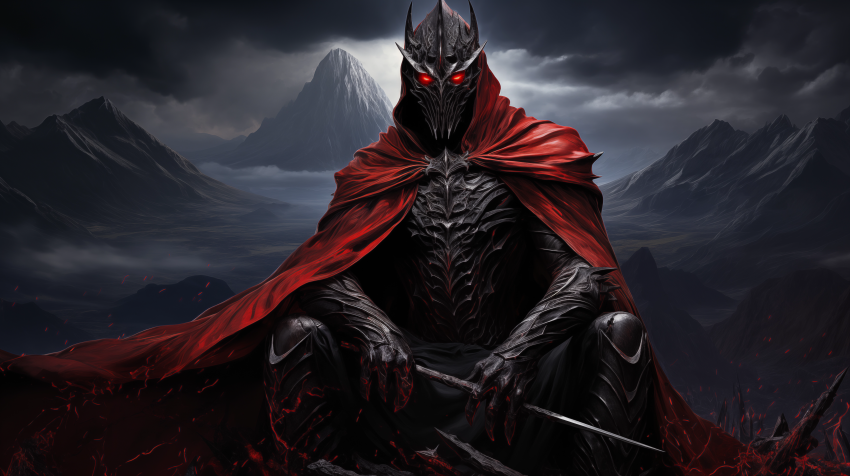 Dark Armored Lord on Mountain Throne
