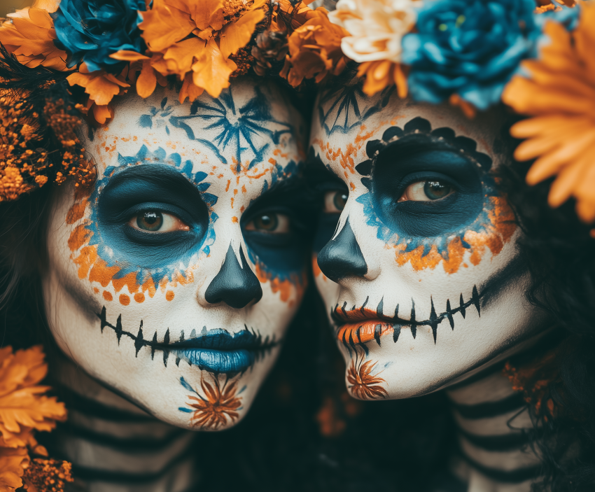 Day of the Dead Makeup with Floral Crowns