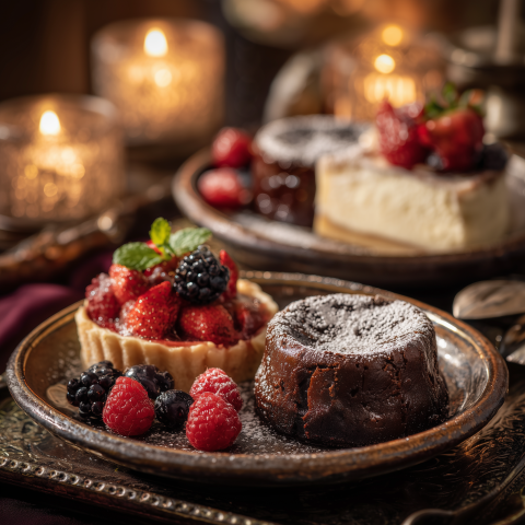Decadent Chocolate Lava Cake with Fresh Berries