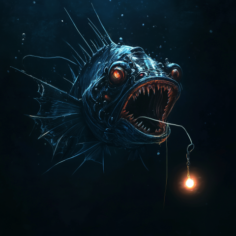 Deep-Sea Anglerfish with Glowing Lure