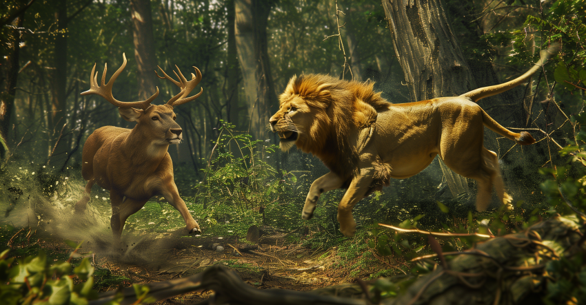 Deer Outwits Lion