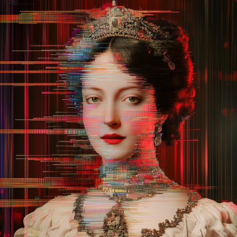 Digital Glitch Portrait of a Royal Lady