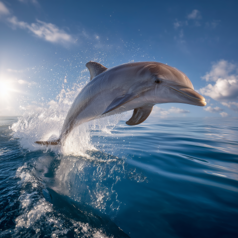 Dolphin Leaping Above Ocean Waves