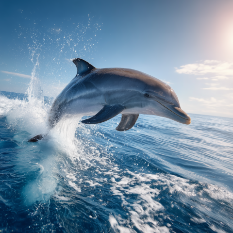 Dolphin Leaping Above Ocean Waves