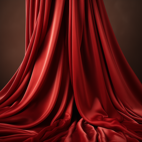 Draped Red Velvet Curtain Fabric