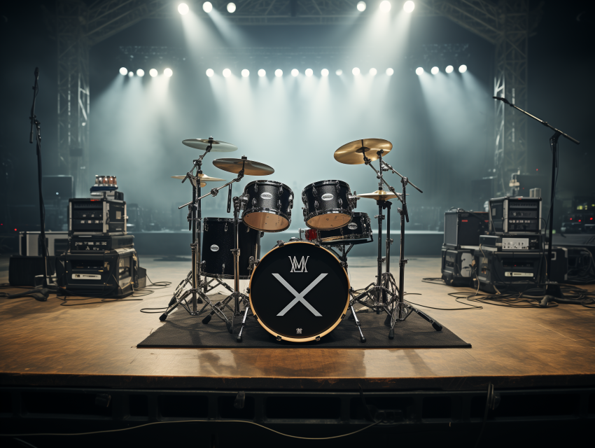Drum Set on Concert Stage