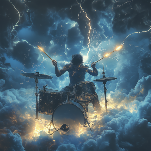 Drummer Summoning Storm with Beats
