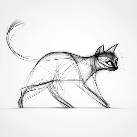 Dynamic Sketch of a Cat in Motion