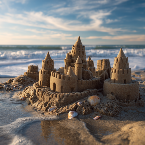 Elaborate Sand Castles on the Beach