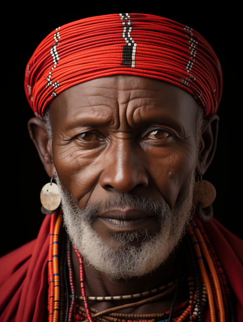 Elder in Red Traditional Headwrap