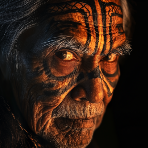Elder with Traditional Face Tattoos