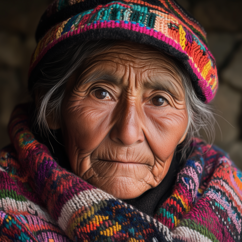 Elderly Woman in Traditional Colorful Attire