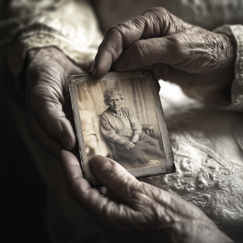 Elderly Woman’s Portrait in Vintage Photo