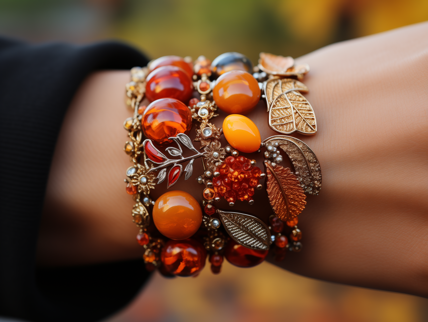 Elegant Autumn-Inspired Bracelet with Gemstones